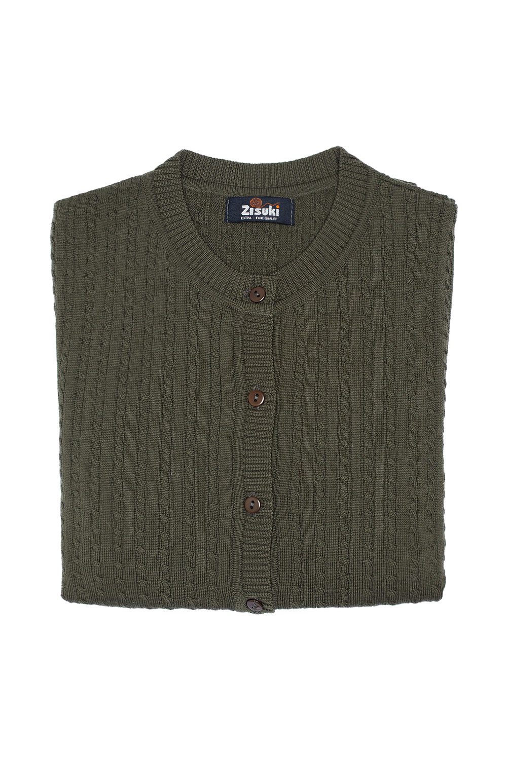 1352-6-zisuki-zenski-kardigan-na-okrugli-izrez-od-100%-vune-maslinasta-womens-cardigan-o-neck-wool-extra-fine-olive